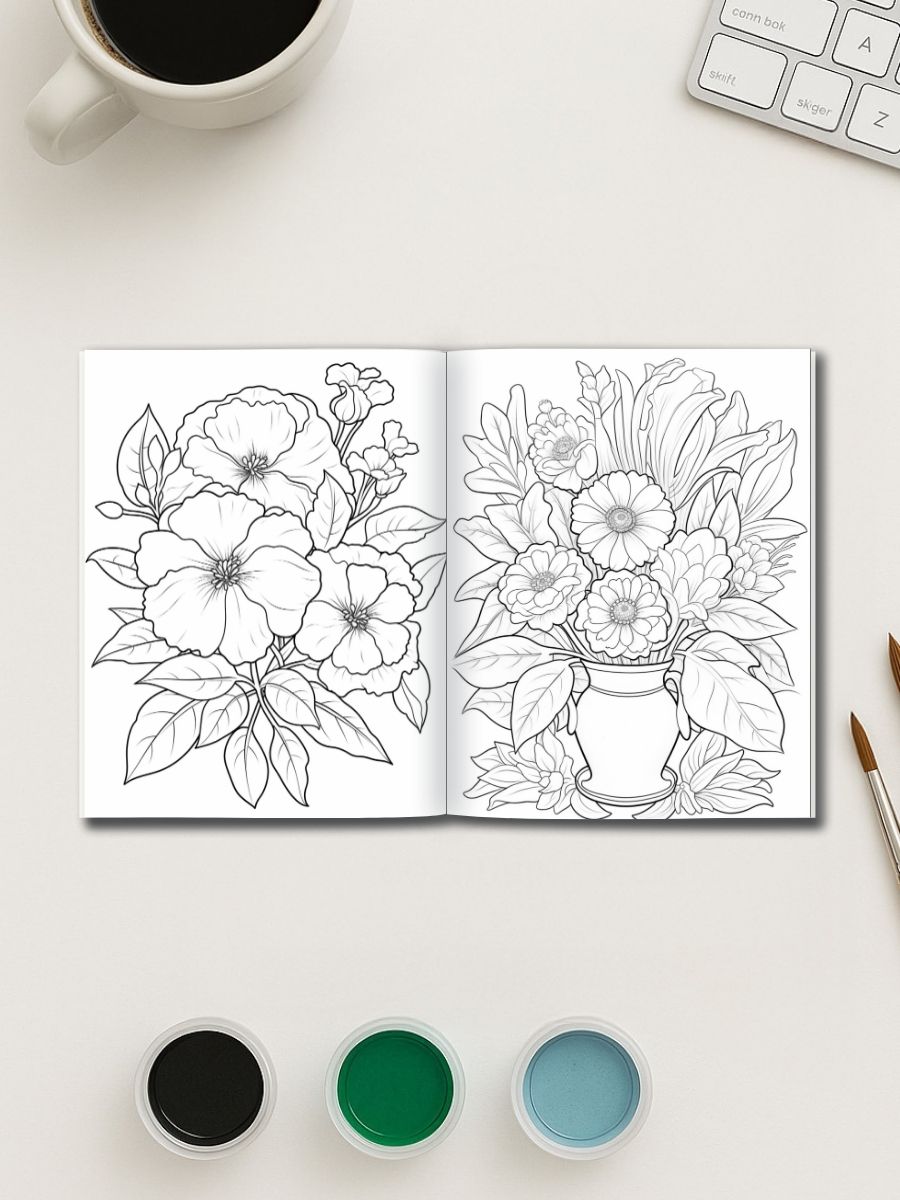 Coloring Page Store Zen Blooms – 100 Relaxing Flower Coloring Pages
