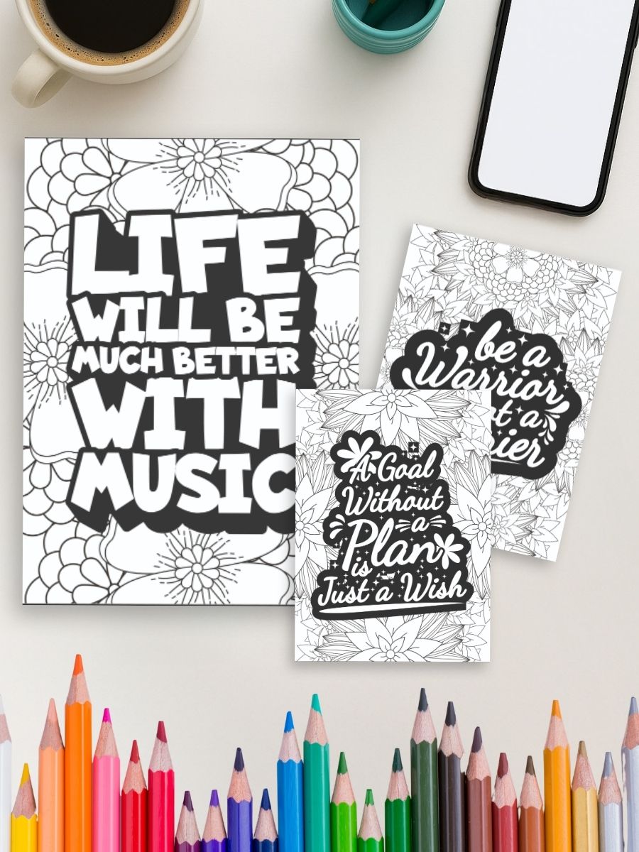 Coloring Page Store Words of Wisdom – 70 Motivational Quote Pages