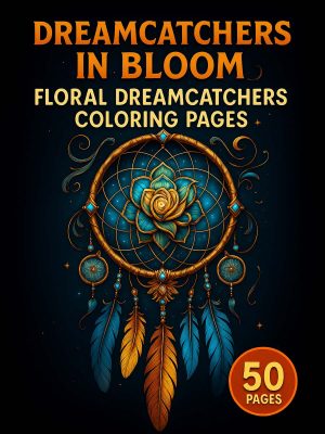 Coloring Page Store Dreamcatchers in Bloom – 50 Floral Dream Designs