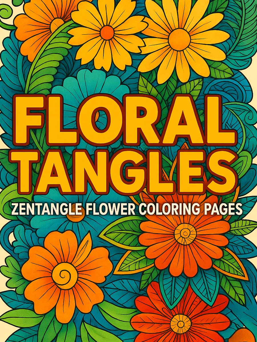 Coloring Page Store Floral Tangles – 50 Zentangle Flower Pages