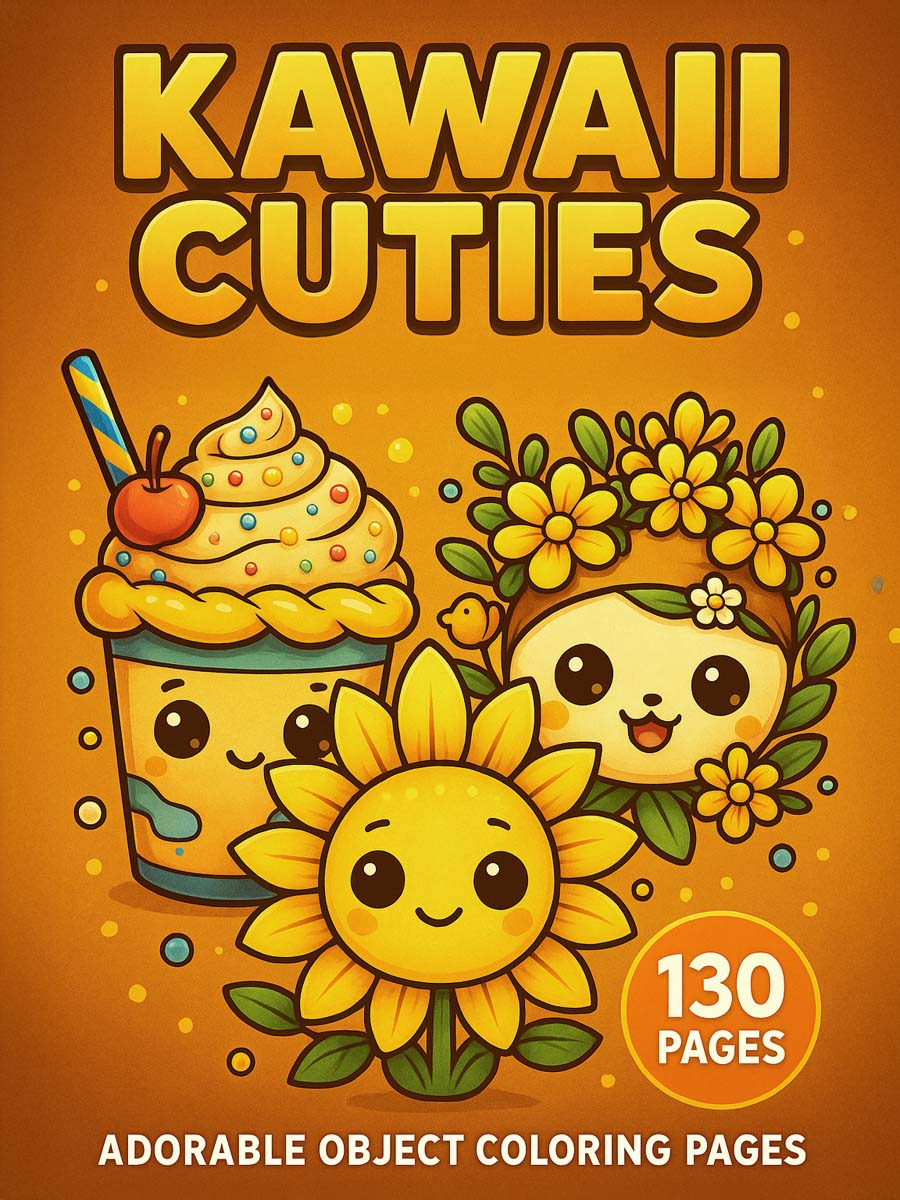 Coloring Page Store Kawaii Cuties – 130 Adorable Everyday Object Coloring Pages