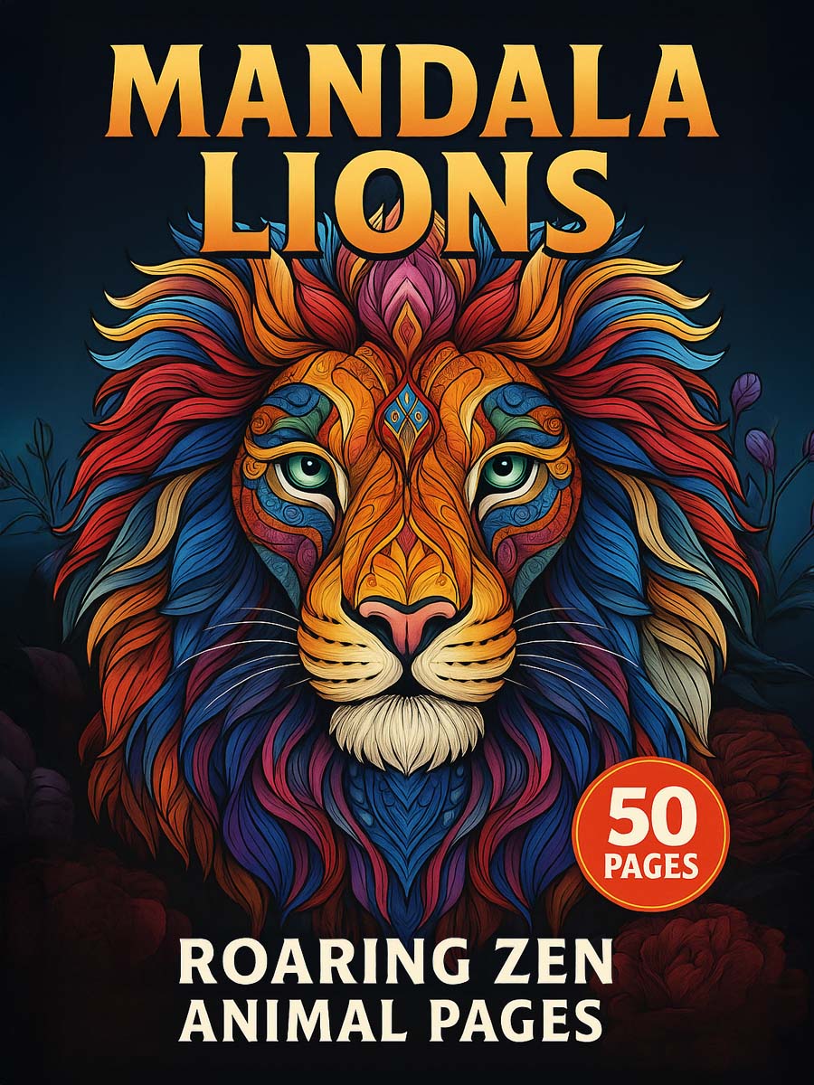 Coloring Page Store Mandala Lions – 50 Roaring Zen Animal Pages