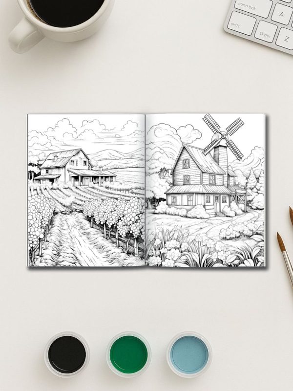 Country Bloom Life – 50 Rustic Country-Themed Pages | Coloring Page Store