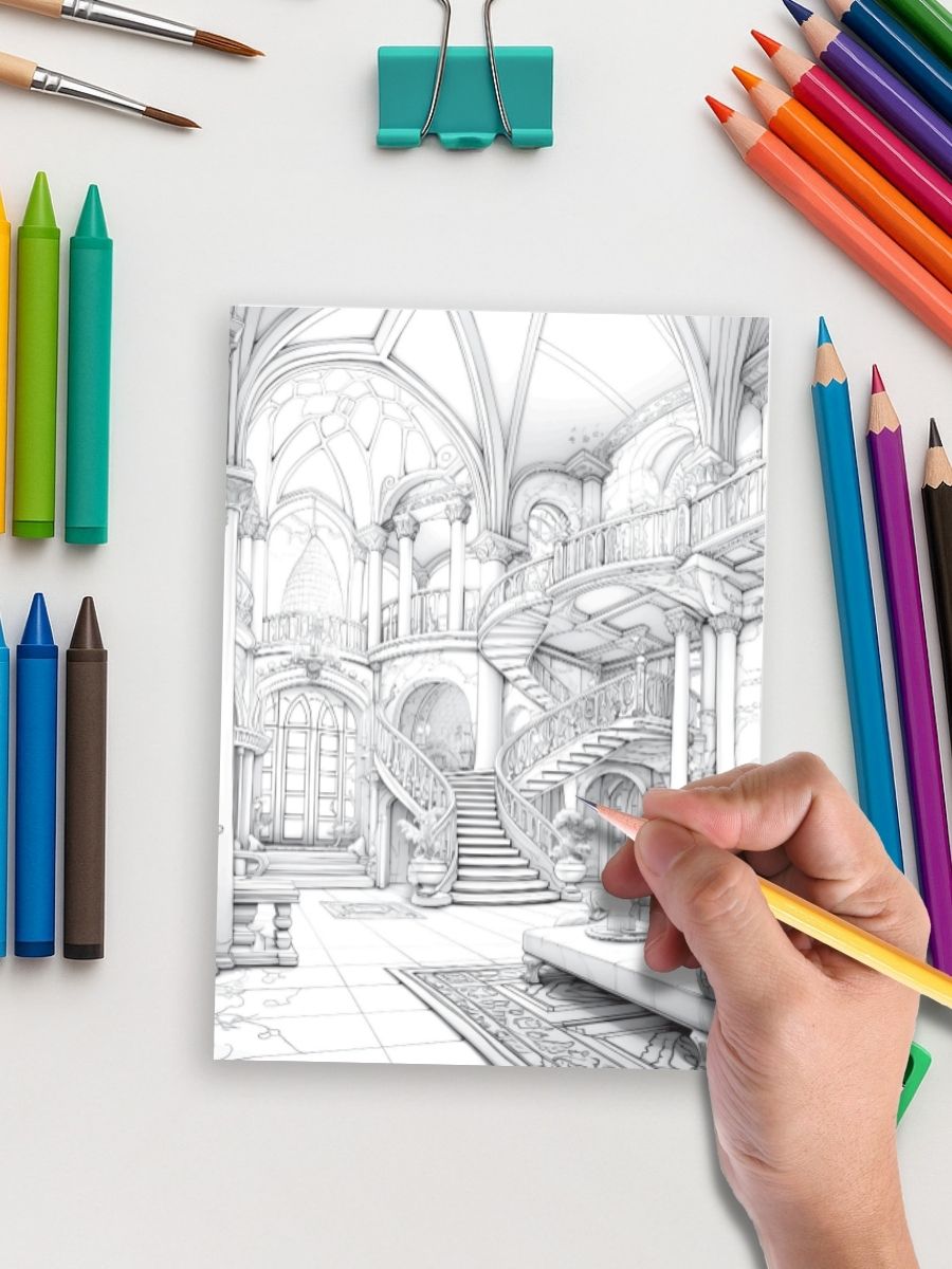 Coloring Page Store Fantasia Rooms – 50 Fantasy Interior Design Pages