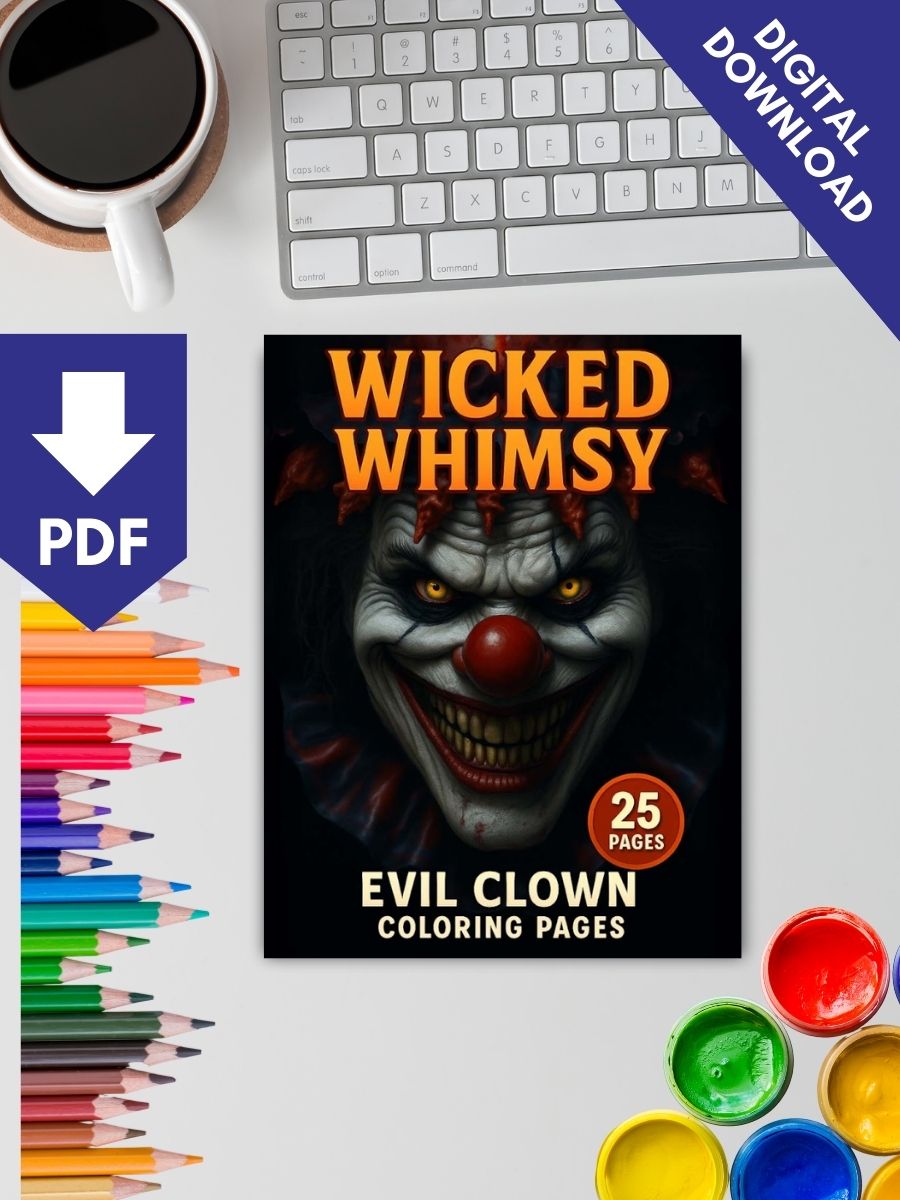 Coloring Page Store Wicked Whimsy – 25 Evil Clown Coloring Pages
