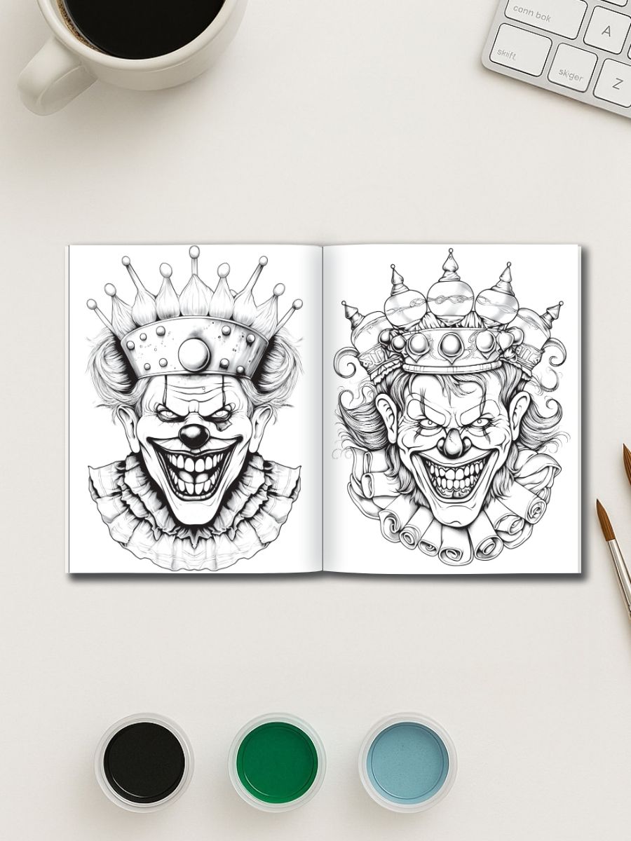 Coloring Page Store Wicked Whimsy – 25 Evil Clown Coloring Pages
