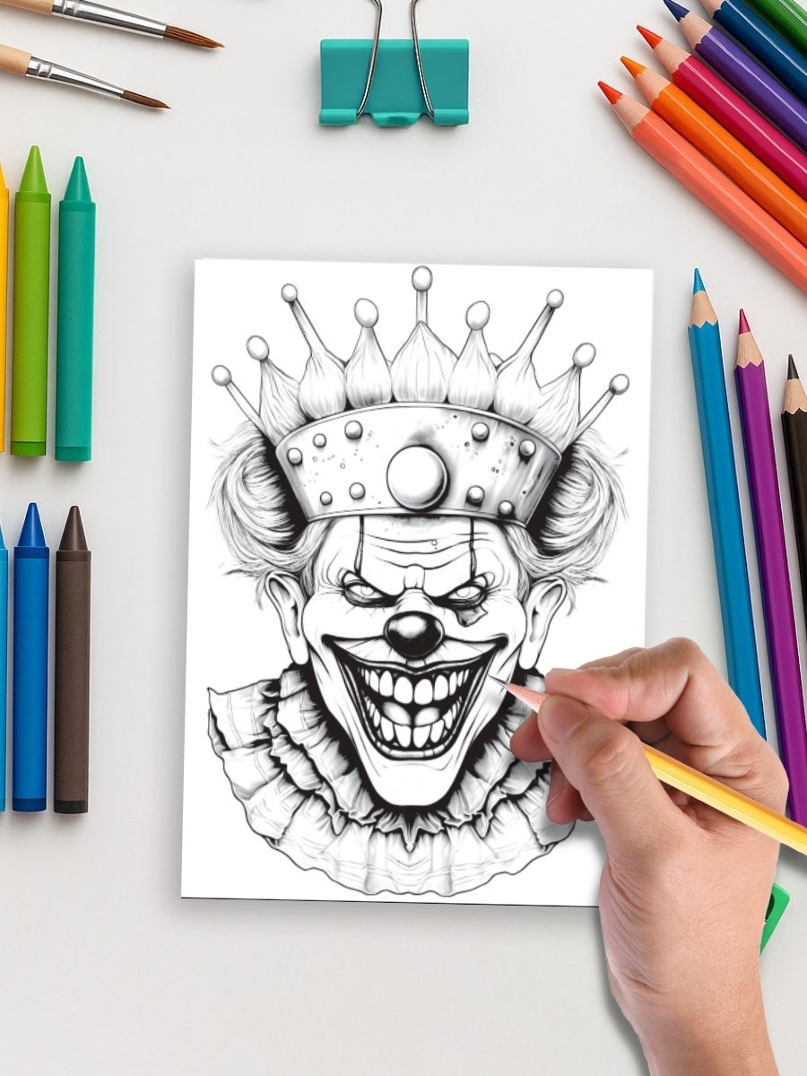 Coloring Page Store Wicked Whimsy – 25 Evil Clown Coloring Pages
