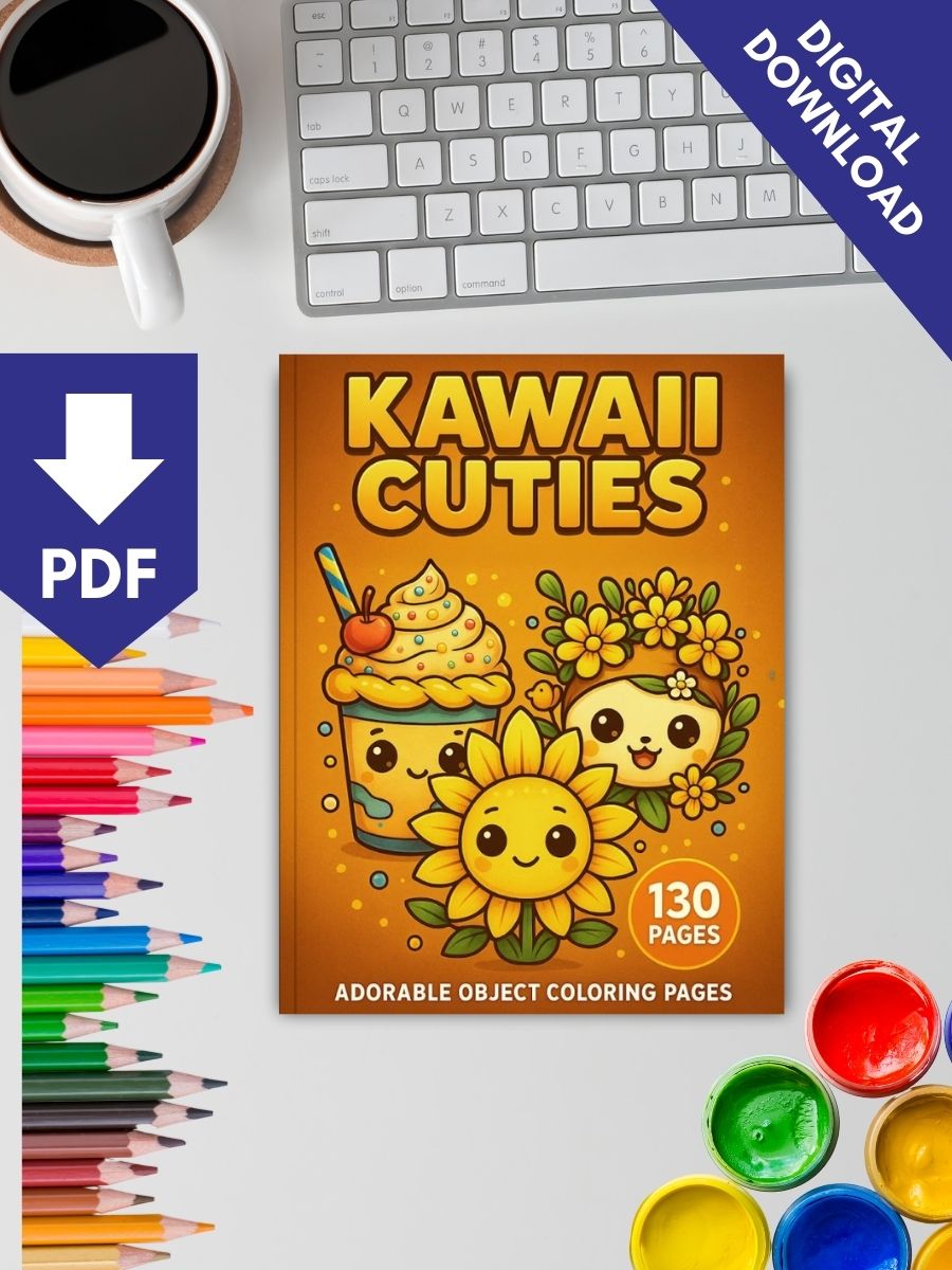 Coloring Page Store Kawaii Cuties – 130 Adorable Everyday Object Coloring Pages