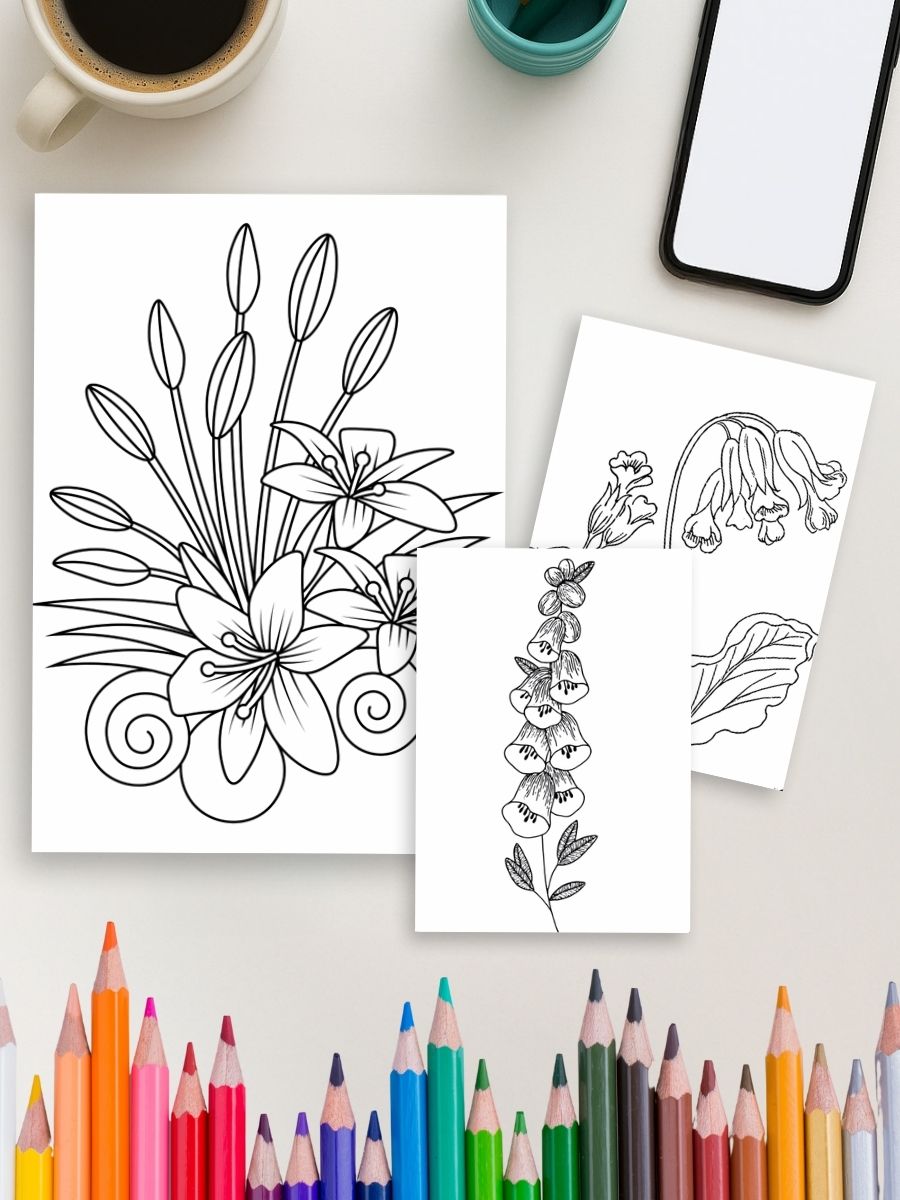 Coloring Page Store Simply Blooming – 110 Easy Flower Coloring Pages