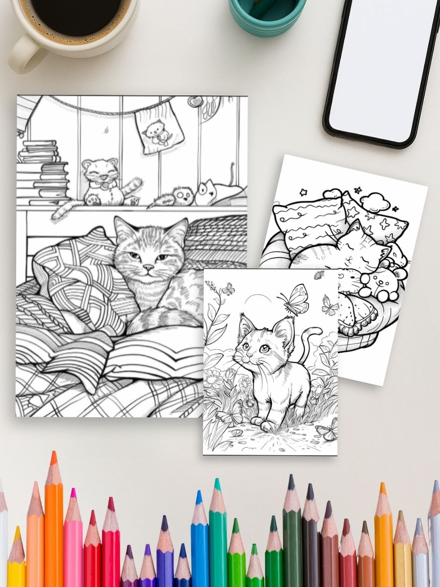 Coloring Page Store Purrfectly Kawaii – 160 Cute Cat Coloring Pages