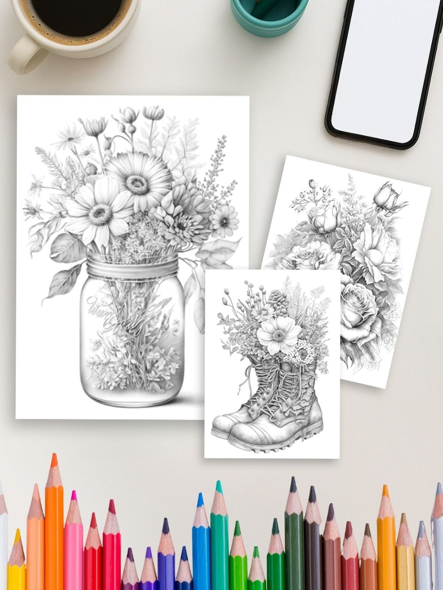 Coloring Page Store Blossom Bliss – 50 Flower Coloring Pages Vol. 2