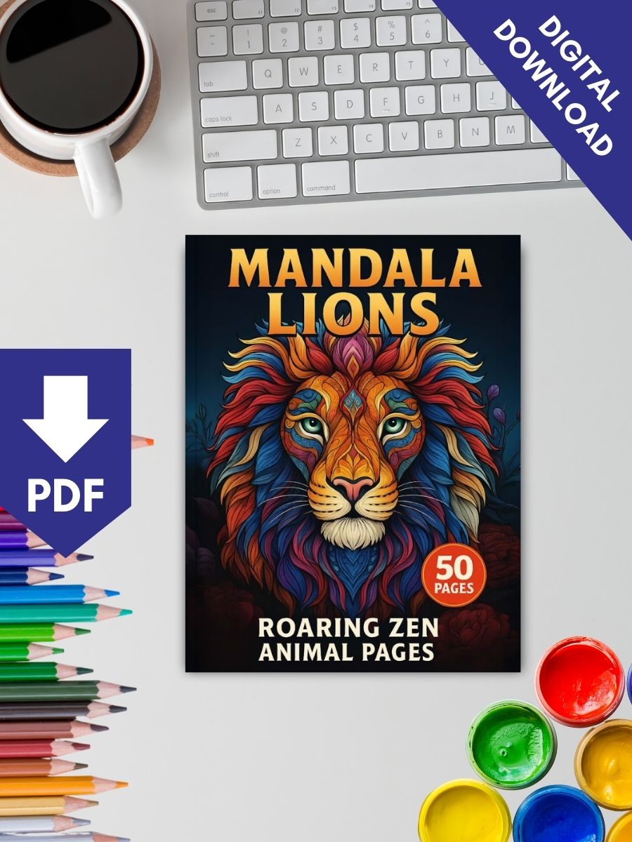 Coloring Page Store Mandala Lions – 50 Roaring Zen Animal Pages