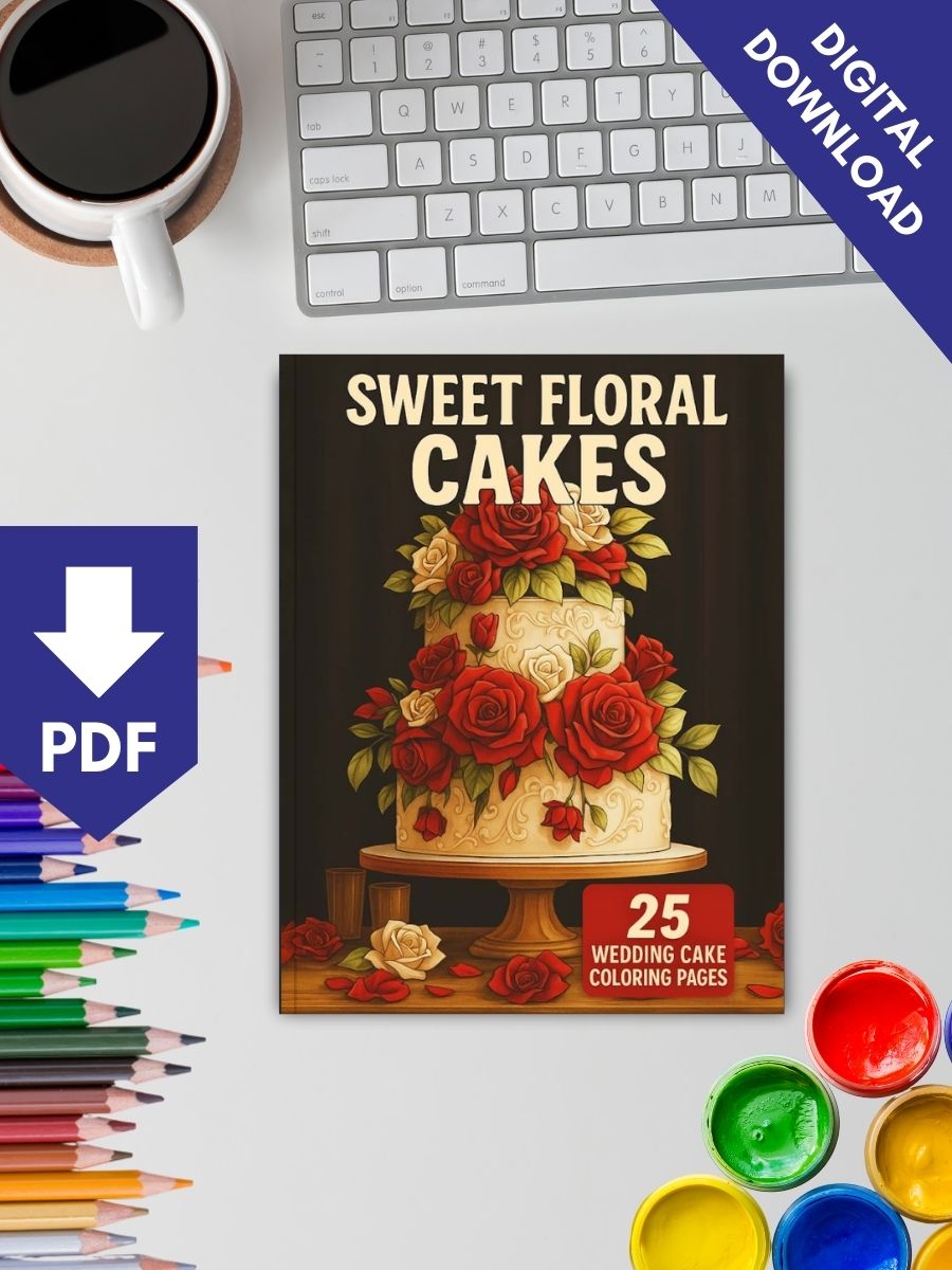 Coloring Page Store Sweet Floral Cakes – 25 Wedding Cake Coloring Pages