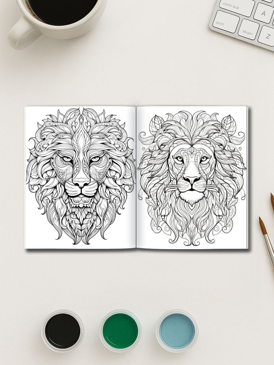 Coloring Page Store Mandala Lions – 50 Roaring Zen Animal Pages