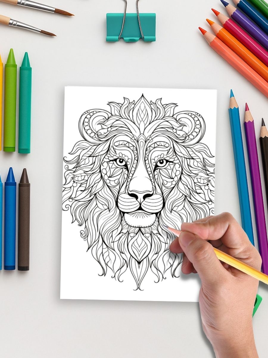 Coloring Page Store Mandala Lions – 50 Roaring Zen Animal Pages