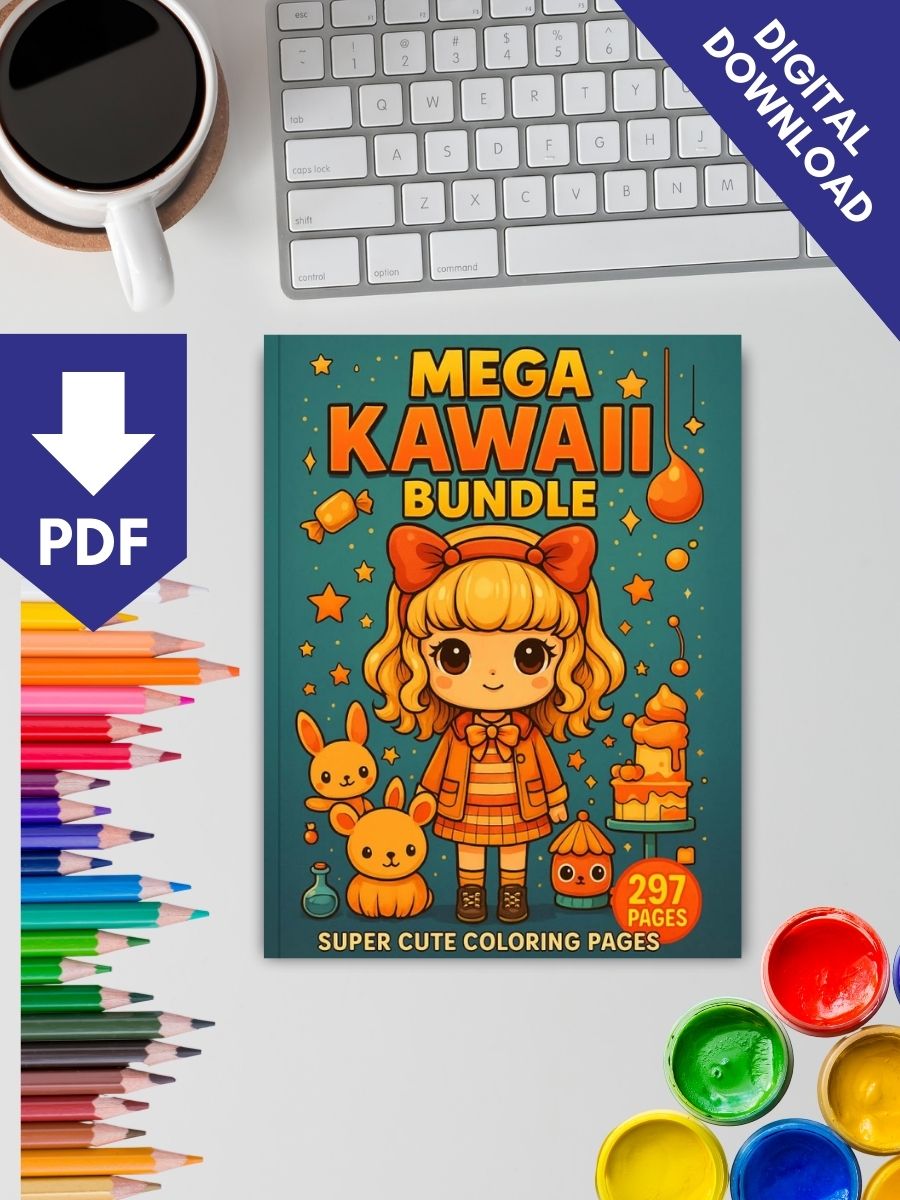 Coloring Page Store Mega Kawaii Bundle – 297 Super Cute Coloring Pages