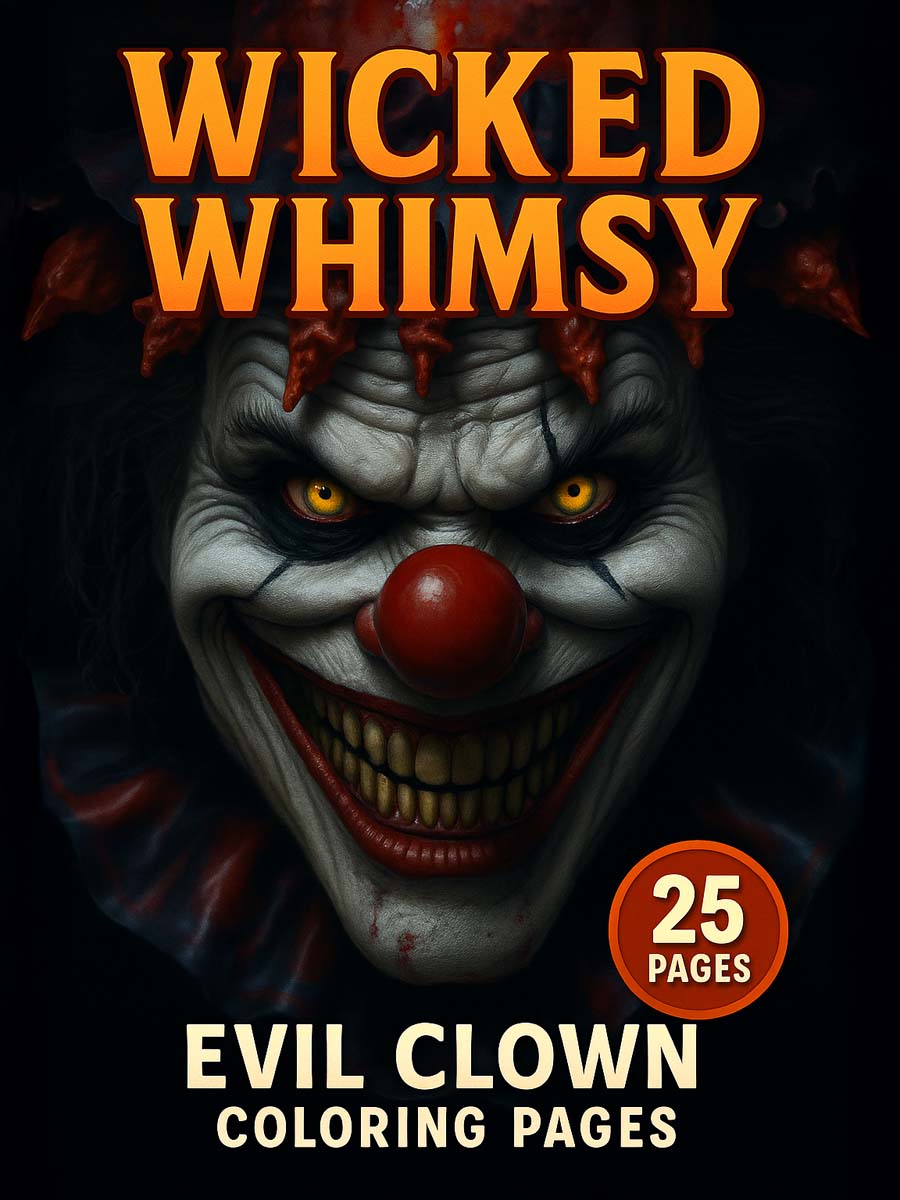 Coloring Page Store Wicked Whimsy – 25 Evil Clown Coloring Pages